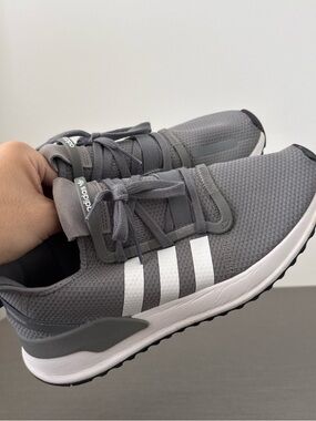 adidas Men’s Grey Athletic Sneakers with White Three Stripes